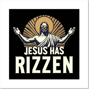 Jesus Has Rizzen Funny Christian Rise Sarcastic Novelty Pun Posters and Art